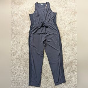 FLX Black Zip-Front Jumpsuit – Soft & Comfy, Drawstring Waist, Pockets, Size XL
